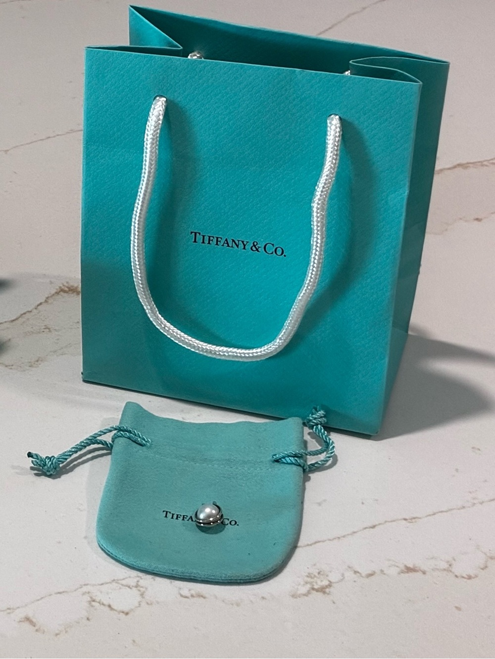 Tiffany & Co. White Pearl Silver Horseshoe Pendant